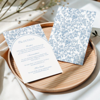 Carte D'accompagnement Arc de mariage à monogramme en toile florale bleu 