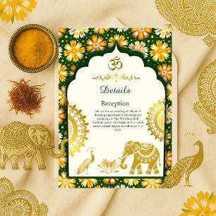 Carte D'accompagnement arc élégant et mariage hindou traditionnel