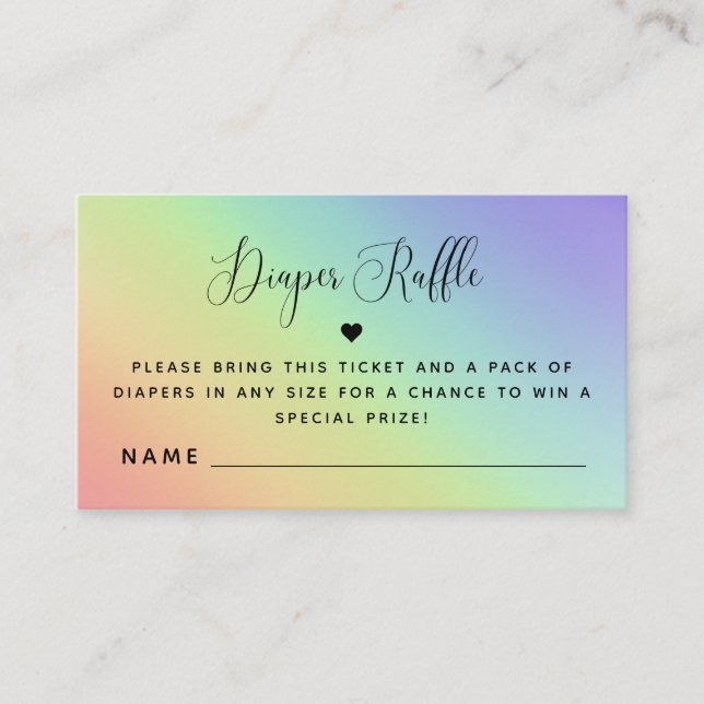 Carte D'accompagnement Arc-en-ciel Baby shower neutre Raffle E (Devant)