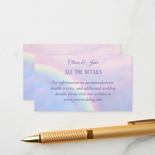 Carte D'accompagnement Arc en ciel d'espoir - pastel, mariage (Devant/Arrière en situation)