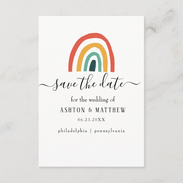Carte D'accompagnement Arc-en-ciel, minimal, mariage, couleur (Devant)