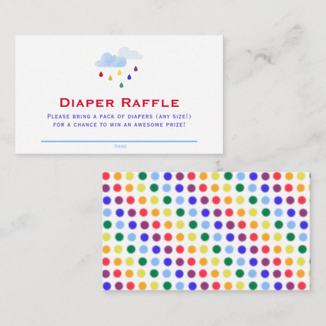 Carte D'accompagnement Arc-en-ciel Nuages Baby shower Diaper Raffle (Devant / Derrière)