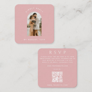 Carte D'accompagnement Arc rose Dusty Photo QR Code Mariage en ligne RSVP