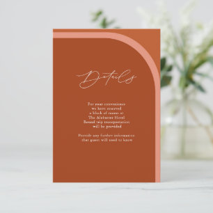 Carte D'accompagnement Arched Desert Terra Cotta Modern Mariage Détails