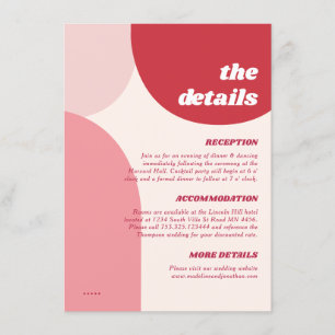 Carte D'accompagnement Arches rouges roses modernes Détails du Mariage