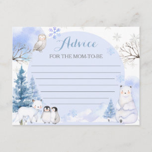Carte D'accompagnement ARCTIC ANIMAL Snowflake Baby shower Conseils pour 