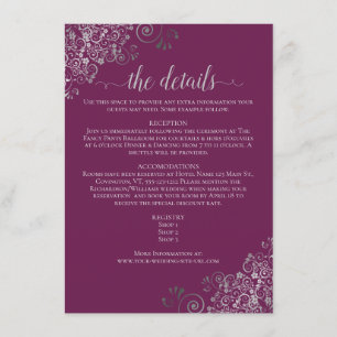 Carte D'accompagnement Argent Frills Chassis Purple Détails du Mariage