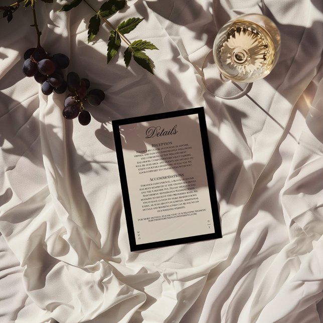 Carte D'accompagnement Aria | Black Beige Wedding Details Enclosure Card (Créateur téléchargé)