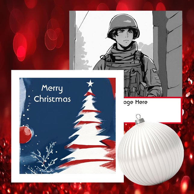 Carte D'accompagnement Armée patriotique USA (Modern Patriotic Design -  Unique Art by Pansylee for Pretty Postals - Mail Made Modern)