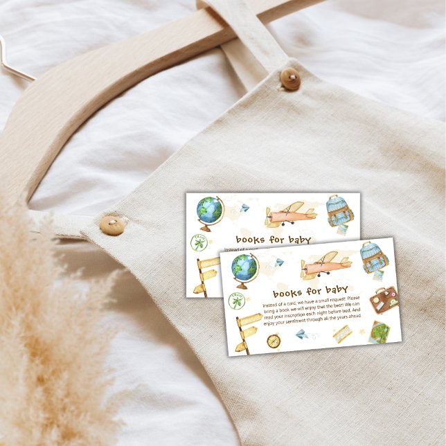 Carte D'accompagnement Around The World Airplane Books For Baby Shower  (Around The World Airplane Books For Baby Shower Enclosure Card)