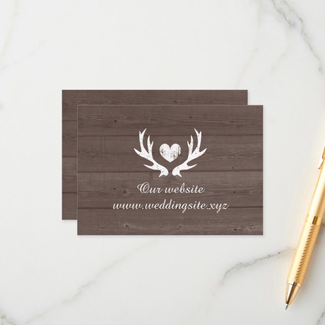 Carte D'accompagnement Arrière - plan de bois rustique brun cerf mariage (Devant/Arrière en situation)