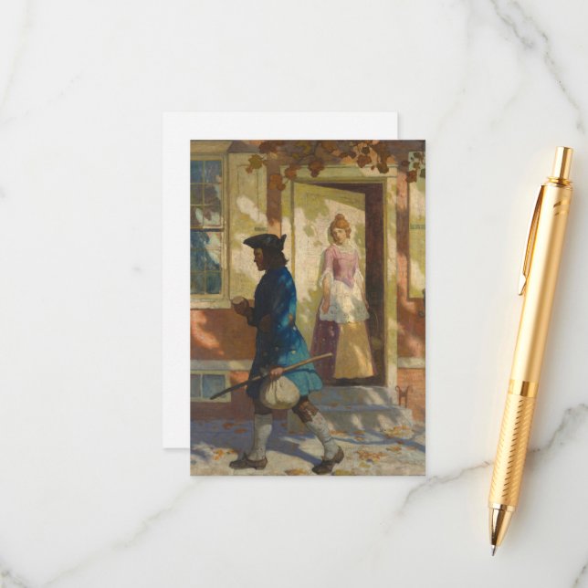 Carte D'accompagnement Arrivée de Franklin à Philadelphie par N. C. Wyeth (Devant/Arrière en situation)