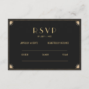 Carte D'accompagnement Art Déco Black Gold Mariage années 20 Code QR RS
