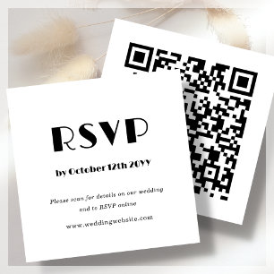 Carte D'accompagnement Art Déco blanc   Code QR   RSVP mariage
