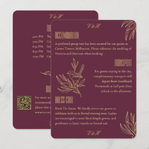 Carte D'accompagnement Art Déco Filigrane d'Or   Informations pour les in