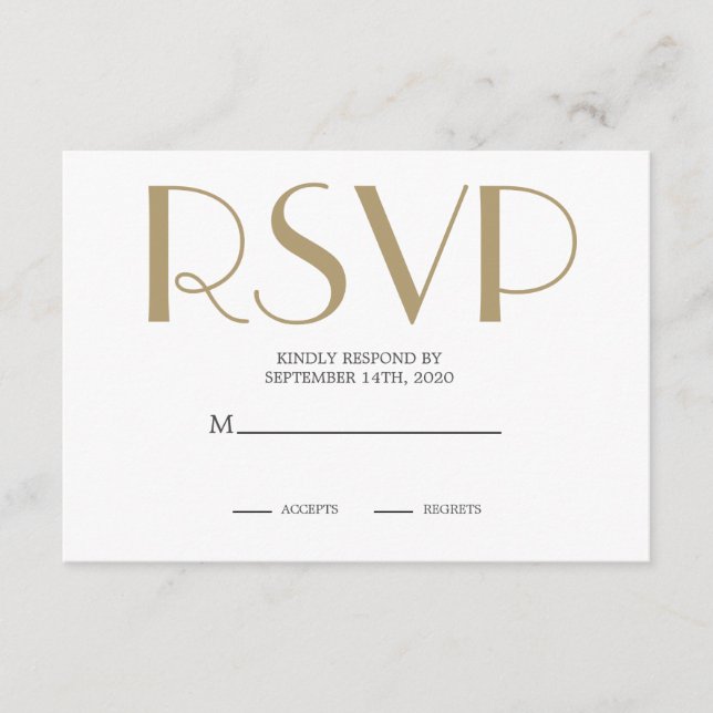 Carte D'accompagnement Art Déco Mariage Black Gold Roaring Années folle R (Devant)