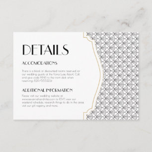 Carte D'accompagnement Art Déco Vintage noir/blanc Détails du Mariage