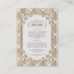 Carte D'accompagnement Art Déco White Gold Gatsby 20s Détails du Mariage