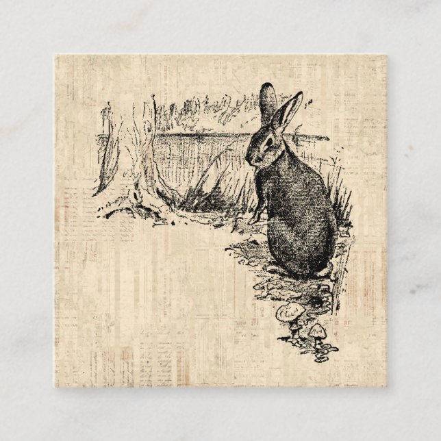Carte D'accompagnement Art lapin vintage illustré (Devant)
