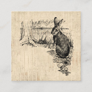 Carte D'accompagnement Art lapin vintage illustré