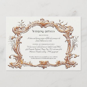 Carte D'accompagnement Art Nouveau Elegant Gold n Ivory Mariage Détails