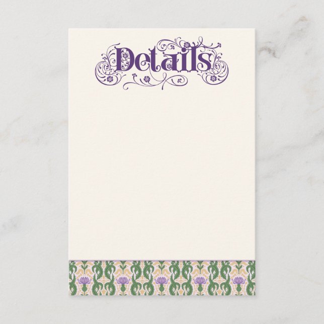 Carte D'accompagnement Art Nouveau Elegant Thistle Light Yellow (Devant)