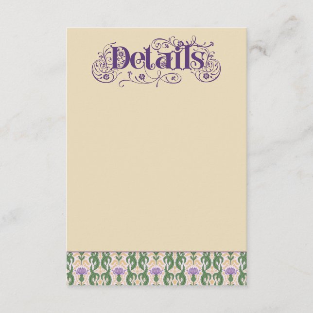 Carte D'accompagnement Art Nouveau Elegant Thistle Vintage Yellow (Devant)