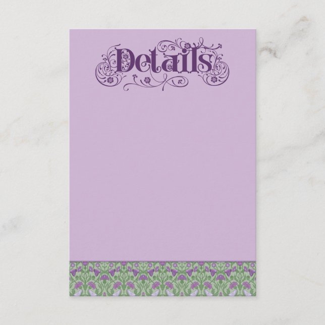 Carte D'accompagnement Art Nouveau Élégants Inséparables Violet  (Devant)