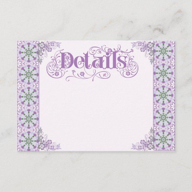 Carte D'accompagnement Art Nouveau roue de chardon lilas (Devant)