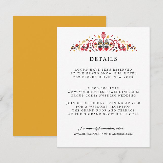 Carte D'accompagnement Art populaire russe Khokhloma DÉTAILS pour les inv (Devant / Derrière)