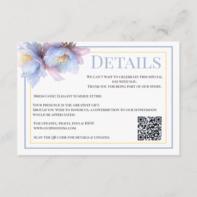 Carte D'accompagnement Artistic Pastel Botanical Florals Wedding (Devant)