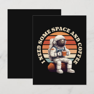 Carte D'accompagnement Astronaute buvant du café