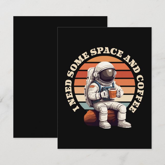 Carte D'accompagnement Astronaute buvant du café (Devant / Derrière)