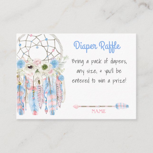 Carte D'accompagnement Attrape-rêves bohème Baby Shower Tombola de Couche (Devant)