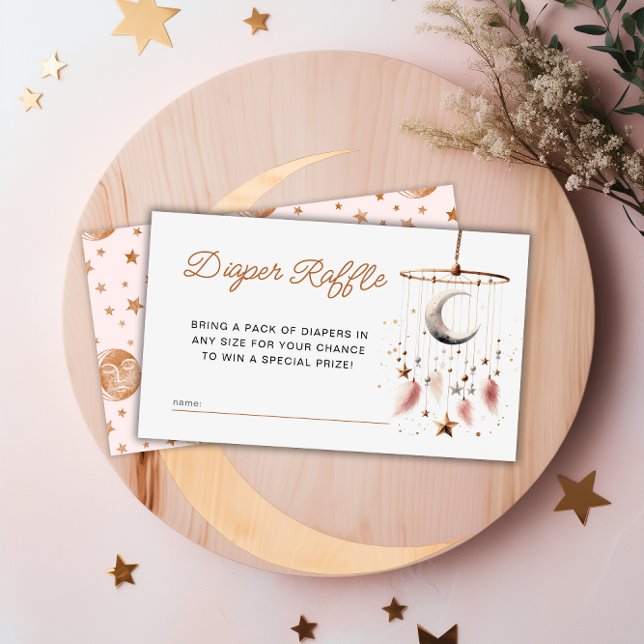 Carte D'accompagnement Au-dessus de la lune Baby shower céleste Déchets R (Over the Moon Celestial Baby Shower Diaper Raffle Enclosure Card)