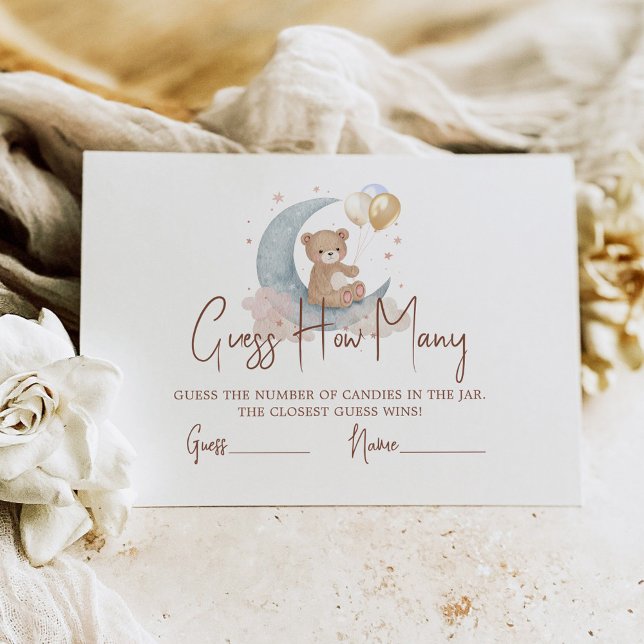 Carte D'accompagnement Au-Dessus De La Lune Combien De Candies Baby showe (Créateur téléchargé)