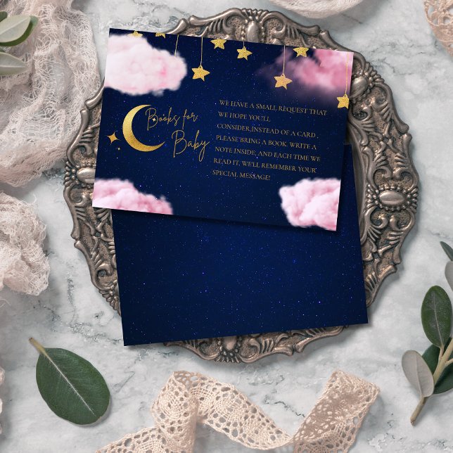 Carte D'accompagnement Au-dessus de la Lune étoiles livre de baby shower  (Créateur téléchargé)