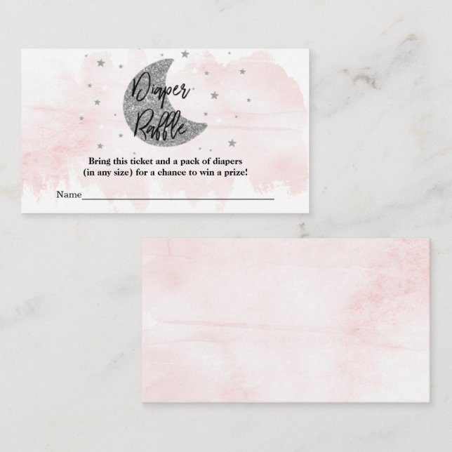 Carte D'accompagnement Au-Dessus De La Lune | Filles Baby shower Déchets  (Devant / Derrière)