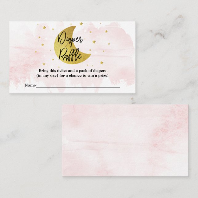 Carte D'accompagnement Au-Dessus De La Lune | Filles Baby shower Déchets  (Devant / Derrière)