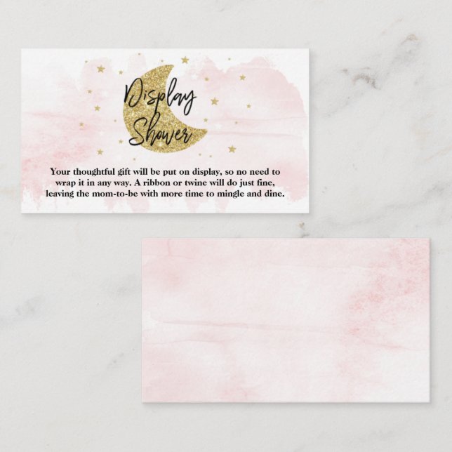 Carte D'accompagnement Au-Dessus De La Lune | Filles Baby shower douche (Devant / Derrière)