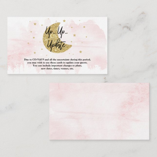 Carte D'accompagnement Au-Dessus De La Lune | Filles Baby showers de cart (Devant / Derrière)