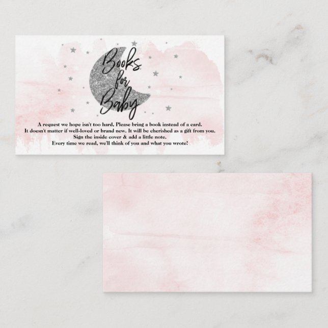 Carte D'accompagnement Au-Dessus De La Lune | Filles Baby showers Livres  (Devant / Derrière)