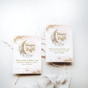 Carte D'accompagnement Au-dessus de la lune Gold rose bébé fille Douche c