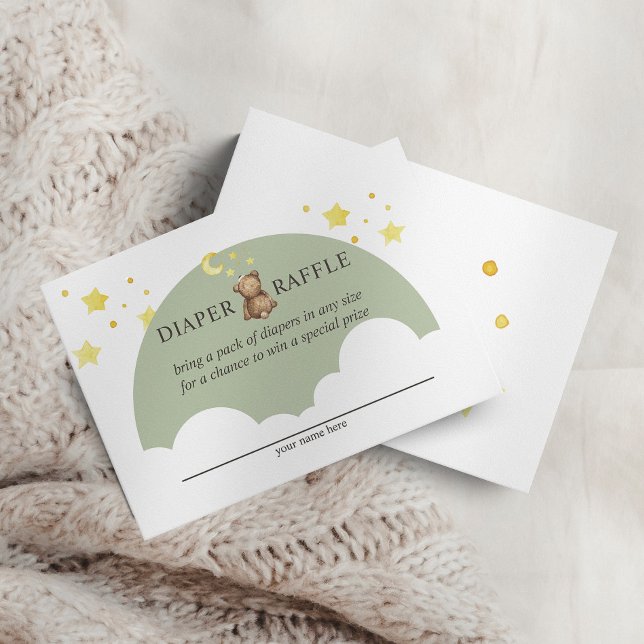 Carte D'accompagnement Au-Dessus De La Lune Teddy Bear Sage Green Diaper  (Créateur téléchargé)