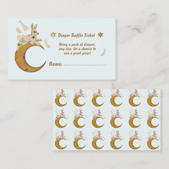 Carte D'accompagnement Au-dessus du Baby shower de la Lune Déchets Raffle (Devant / Derrière)