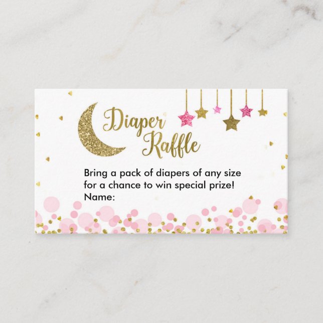 Carte D'accompagnement Au-dessus du Baby shower rose lune - Raffle de cou (Devant)