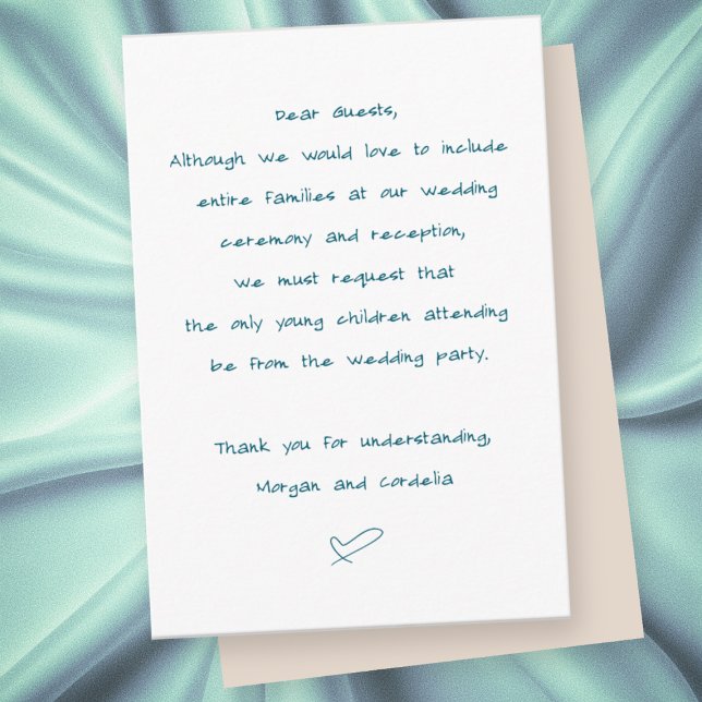 Carte D'accompagnement Aucun enfant Mariage ou accueil (Créateur téléchargé)