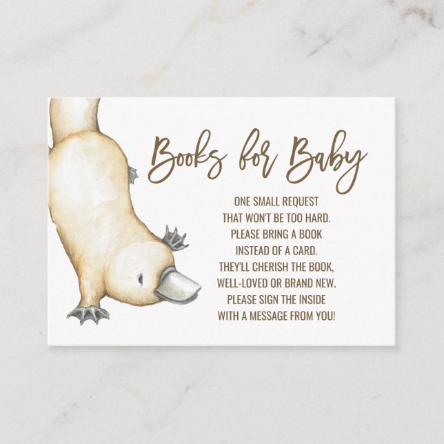 Carte D'accompagnement Australian Platypus Books for Baby Encape Card (Devant)