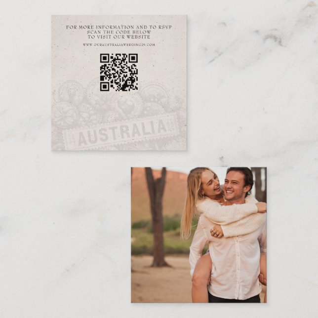 Carte D'accompagnement Australie Mariage de passeport QR (Devant / Derrière)