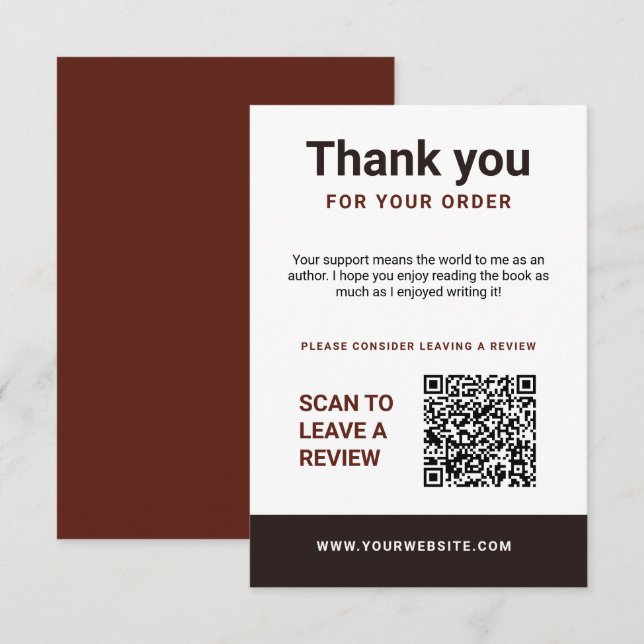 Carte D'accompagnement Author Thank You Insert Card Book Review Request (Devant / Derrière)